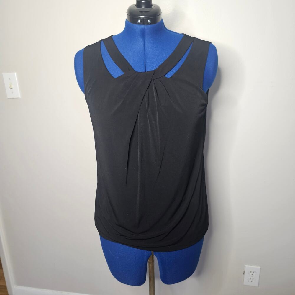 Nine West black sleeveless cutout twist-front top
